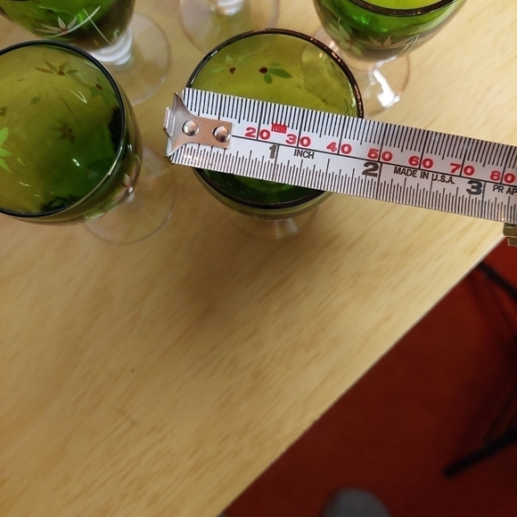 Vintage* 70s Set of 5 Clear Green Short Stem Liqueur/After-dinner Glasses - Picture 15 of 16